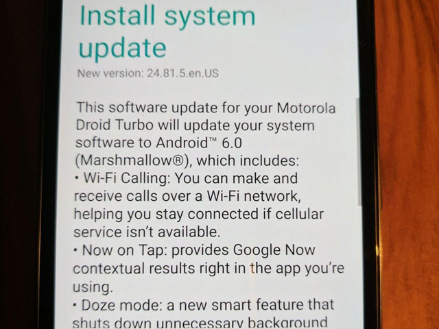 Motorola Droid Turbo Marshmallow Update