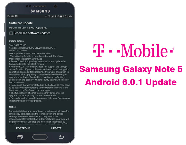 Samsung Galaxy Note 5 Marshmallow Update