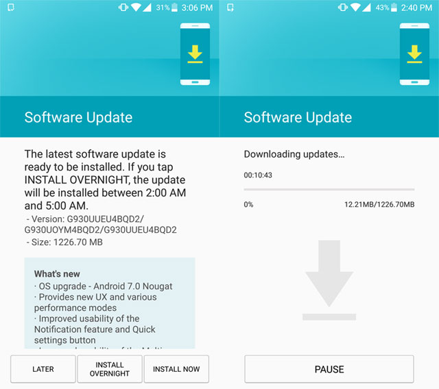 Samsung Galaxy S7 Unlocked Nougat Update USA Samsung Galaxy S7 Unlocked Nougat Update USA