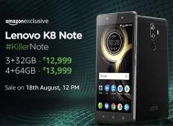 Lenovo K8 Note is now official with dual back camera